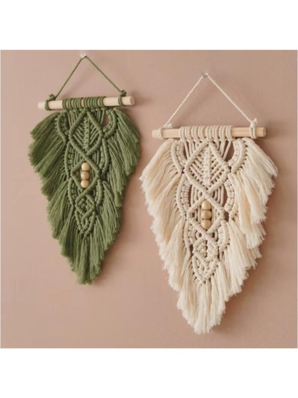 2pcs Handmade Woven Leaf Macrame Wall Hanging Living Room Bedroom Wall Decor